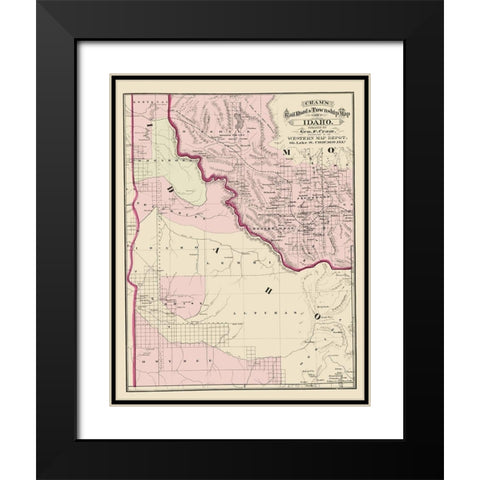 Idaho - Cram 1875 Black Modern Wood Framed Art Print with Double Matting by Cram