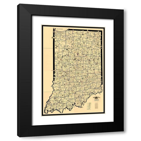 Indiana Railroad Routes - McEwen 1897 Black Modern Wood Framed Art Print with Double Matting by McEwen