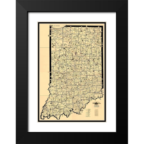 Indiana Railroad Routes - McEwen 1897 Black Modern Wood Framed Art Print with Double Matting by McEwen