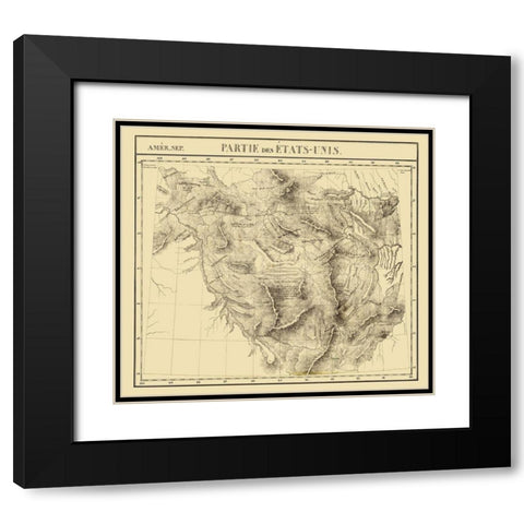 Idaho, Montana, Wyoming - Vandermaelen 1827 Black Modern Wood Framed Art Print with Double Matting by Vandermaelen