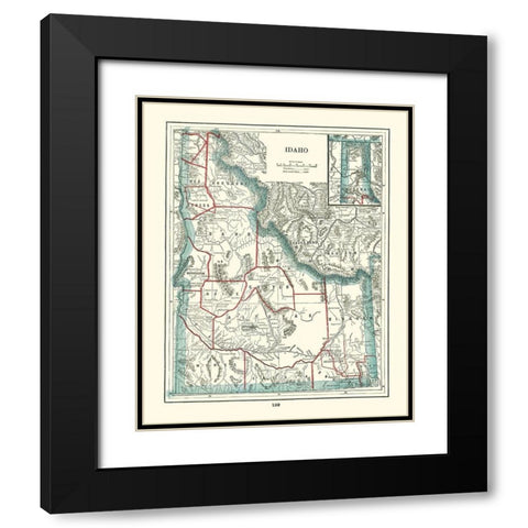 Idaho - Rathbun 1893 Black Modern Wood Framed Art Print with Double Matting by Rathbun