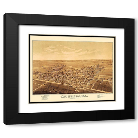 Abingdon Illinois - Shober 1874 Black Modern Wood Framed Art Print with Double Matting by Shober