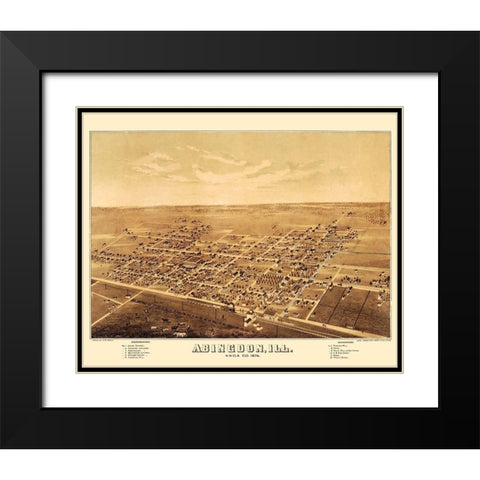 Abingdon Illinois - Shober 1874 Black Modern Wood Framed Art Print with Double Matting by Shober