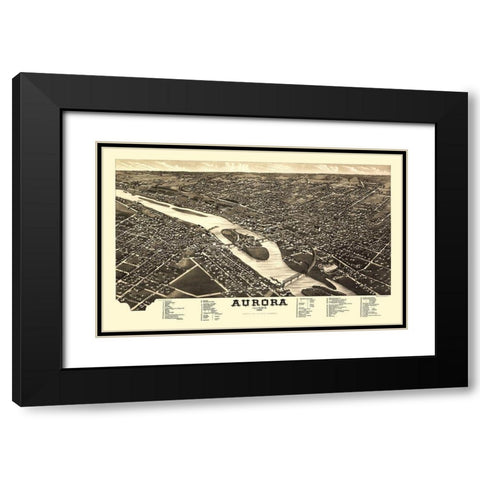 Aurora Illinois - Beck 1867 Black Modern Wood Framed Art Print with Double Matting by Beck