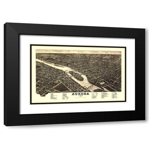 Aurora Illinois - Stoner 1882  Black Modern Wood Framed Art Print with Double Matting by Stoner