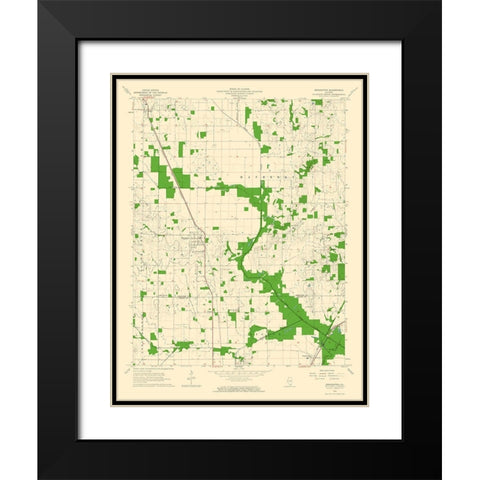 Broughton Illinois Quad - USGS 1963 Black Modern Wood Framed Art Print with Double Matting by USGS