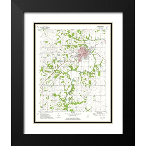 Carmi Illinois Quad - USGS 1974 Black Modern Wood Framed Art Print with Double Matting by USGS