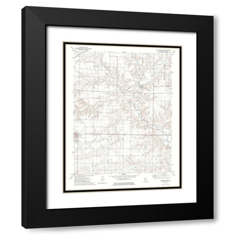 East Carthage Illinois Quad - USGS 1974 Black Modern Wood Framed Art Print with Double Matting by USGS