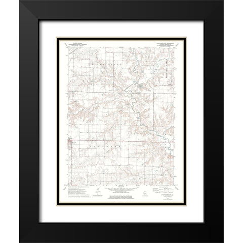 East Carthage Illinois Quad - USGS 1974 Black Modern Wood Framed Art Print with Double Matting by USGS
