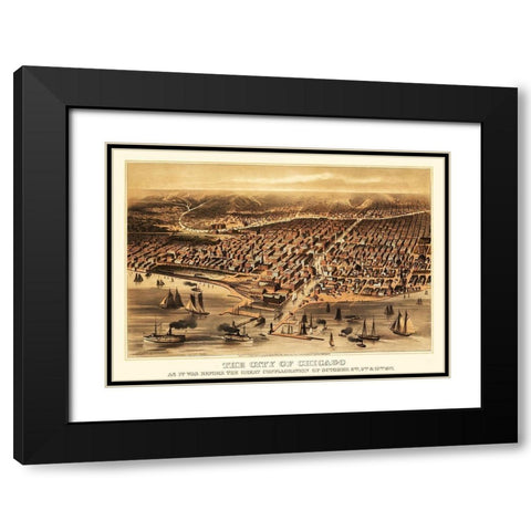 Chicago Illinois - Flint 1872 Black Modern Wood Framed Art Print with Double Matting by Flint