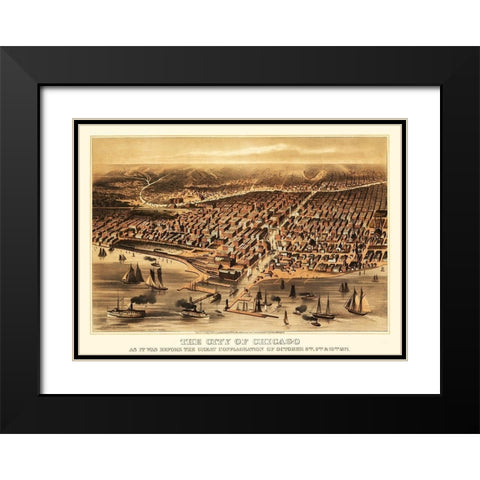 Chicago Illinois - Flint 1872 Black Modern Wood Framed Art Print with Double Matting by Flint