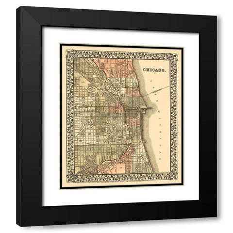 Chicago Illinois - Mitchell 1870 Black Modern Wood Framed Art Print with Double Matting by Mitchell