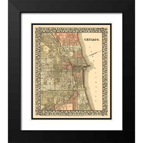 Chicago Illinois - Mitchell 1870 Black Modern Wood Framed Art Print with Double Matting by Mitchell