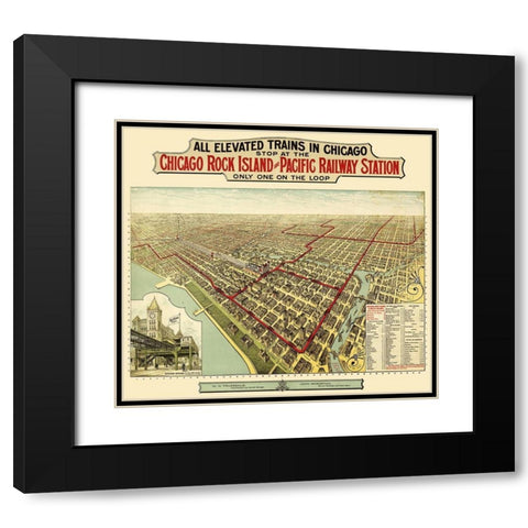 Chicago Rock Island Pacific Railway Illinois Black Modern Wood Framed Art Print with Double Matting by Poole