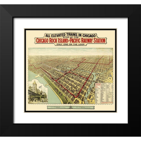 Chicago Rock Island Pacific Railway Illinois Black Modern Wood Framed Art Print with Double Matting by Poole