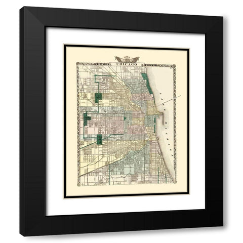 Chicago Illinois - Warner 1870 Black Modern Wood Framed Art Print with Double Matting by Warner
