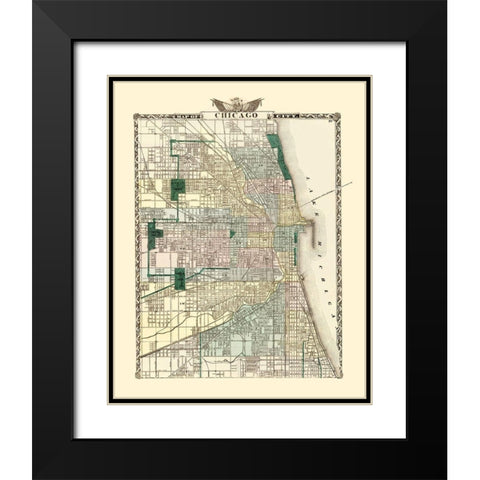 Chicago Illinois - Warner 1870 Black Modern Wood Framed Art Print with Double Matting by Warner