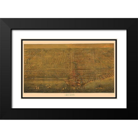 Chicago Illinois - Braunhold 1857 Black Modern Wood Framed Art Print with Double Matting by Braunhold