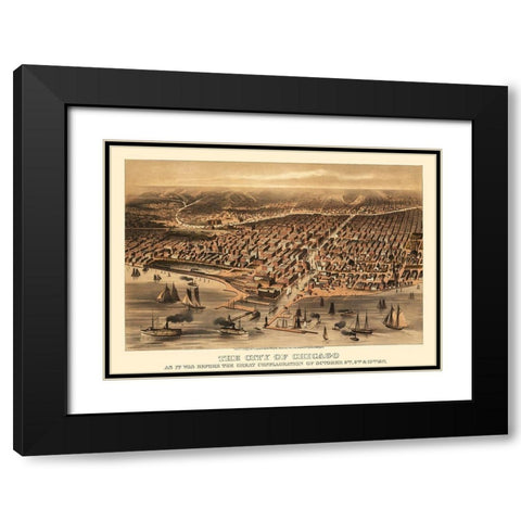 Chicago Illinois - Davis 1871 Black Modern Wood Framed Art Print with Double Matting by Davis