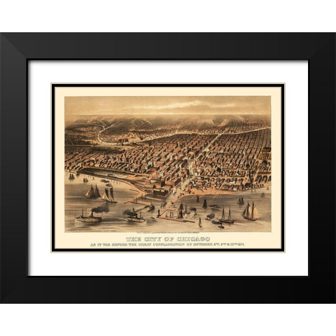 Chicago Illinois - Davis 1871 Black Modern Wood Framed Art Print with Double Matting by Davis