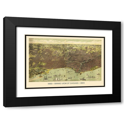 Chicago Illinois - Reynertson 1892 Black Modern Wood Framed Art Print with Double Matting by Reynertson