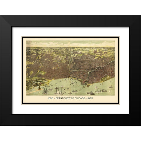 Chicago Illinois - Reynertson 1892 Black Modern Wood Framed Art Print with Double Matting by Reynertson