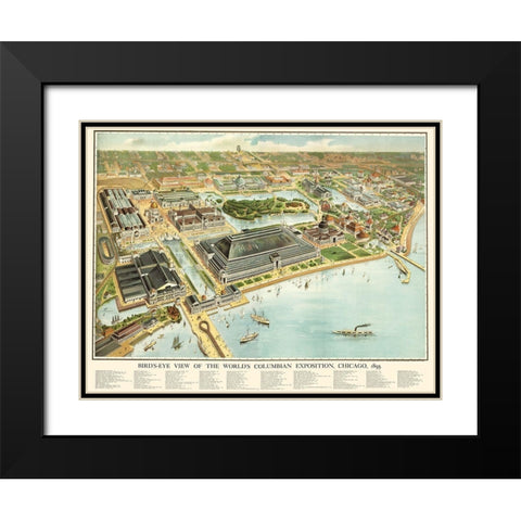 Columbian Exposition Chicago Illinois Black Modern Wood Framed Art Print with Double Matting by Rand McNally