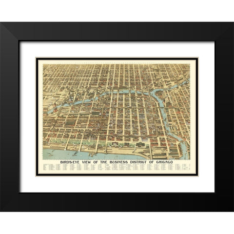 Chicago Illinois - Poole 1898 Black Modern Wood Framed Art Print with Double Matting by Poole