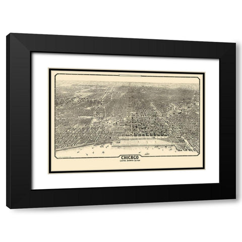 Chicago Illinois - Reincke 1916 Black Modern Wood Framed Art Print with Double Matting by Reincke