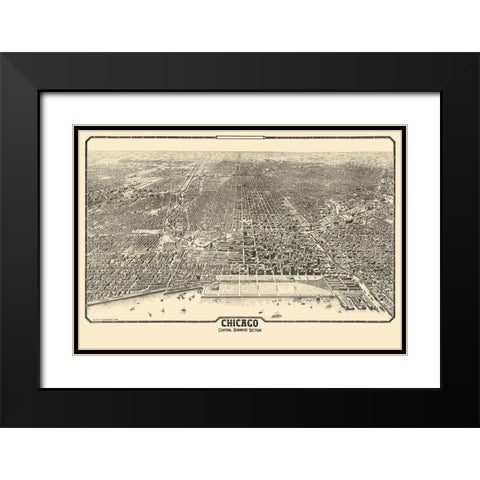 Chicago Illinois - Reincke 1916 Black Modern Wood Framed Art Print with Double Matting by Reincke