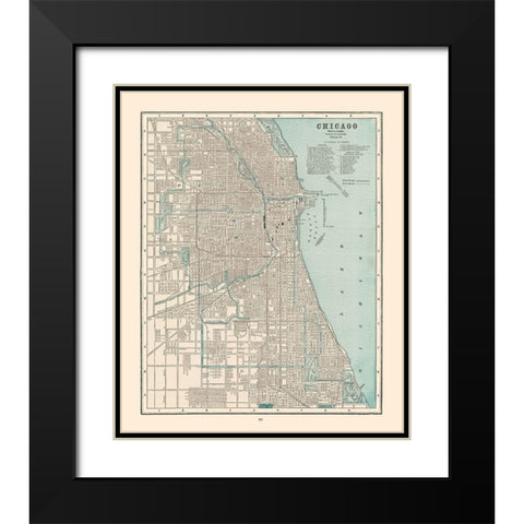 Chicago  Illinois - Cram 1892 Black Modern Wood Framed Art Print with Double Matting by Cram