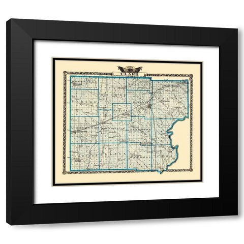 Clark Illinois Landowner - Warner 1870 Black Modern Wood Framed Art Print with Double Matting by Warner