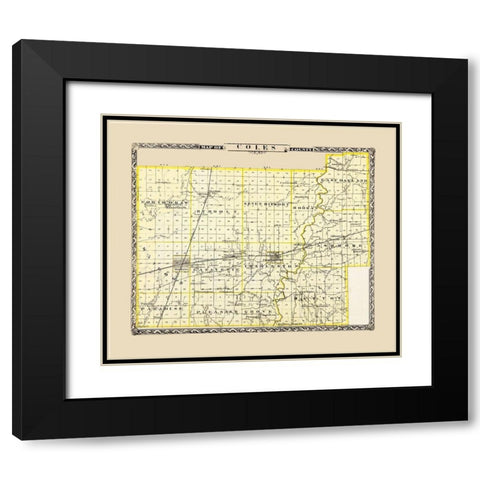 Coles Illinois - Warner 1876 Black Modern Wood Framed Art Print with Double Matting by Warner
