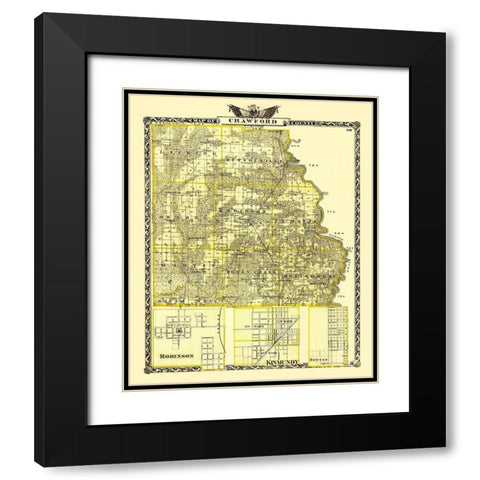 Crawford Illinois Landowner - Warner 1870 Black Modern Wood Framed Art Print with Double Matting by Warner