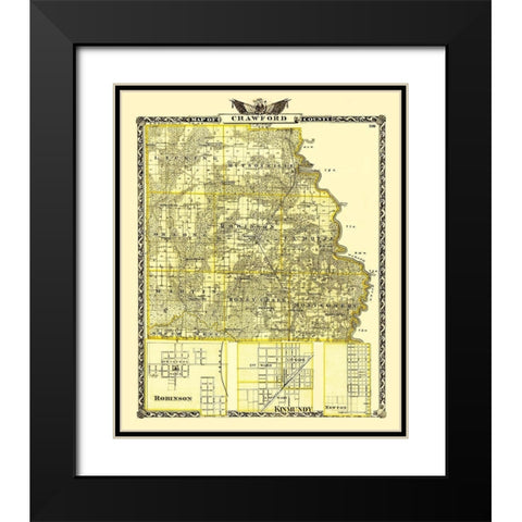 Crawford Illinois Landowner - Warner 1870 Black Modern Wood Framed Art Print with Double Matting by Warner