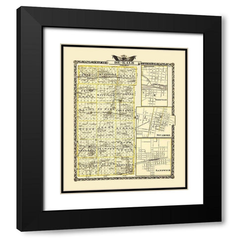 DeKalb Illinois - Warner 1876 Black Modern Wood Framed Art Print with Double Matting by Warner
