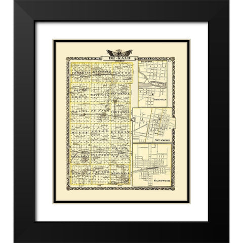 DeKalb Illinois - Warner 1876 Black Modern Wood Framed Art Print with Double Matting by Warner