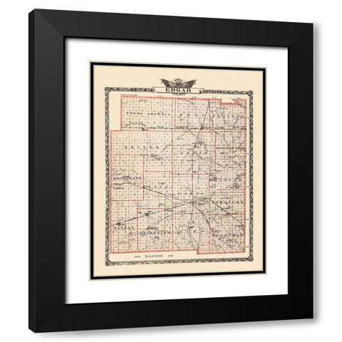 Edgar Illinois Landowner - Warner 1876 Black Modern Wood Framed Art Print with Double Matting by Warner