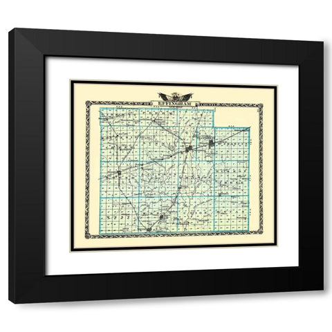 Effingham Illinois - Warner 1870 Black Modern Wood Framed Art Print with Double Matting by Warner