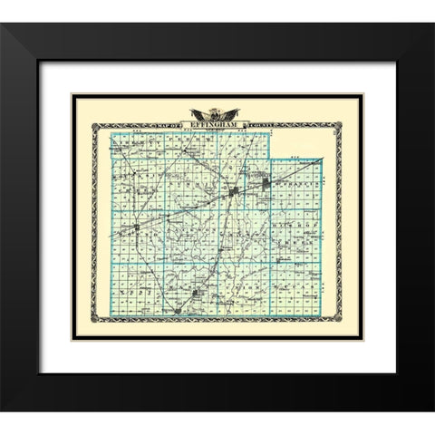 Effingham Illinois - Warner 1870 Black Modern Wood Framed Art Print with Double Matting by Warner
