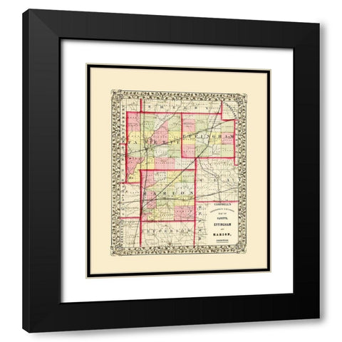 Fayette  Effingham  Marion Illinois - Campbell Black Modern Wood Framed Art Print with Double Matting by Campbell