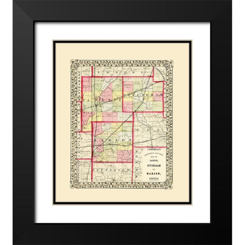 Fayette  Effingham  Marion Illinois - Campbell Black Modern Wood Framed Art Print with Double Matting by Campbell