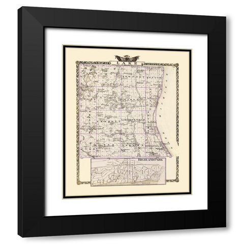 Lake Illinois Landowner - Warner 1870 Black Modern Wood Framed Art Print with Double Matting by Warner