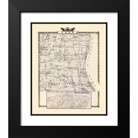 Lake Illinois Landowner - Warner 1870 Black Modern Wood Framed Art Print with Double Matting by Warner