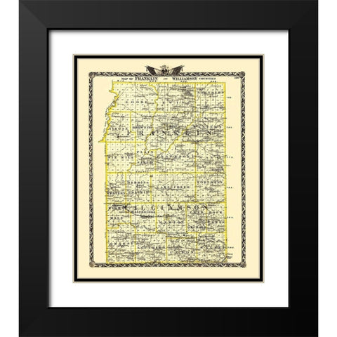 Franklin  Williamson Illinois Landowner Black Modern Wood Framed Art Print with Double Matting by Warner