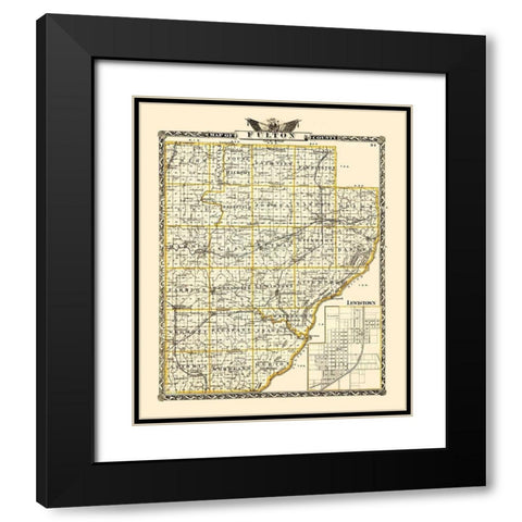 Fulton Illinois Landowner - Warner 1870 Black Modern Wood Framed Art Print with Double Matting by Warner