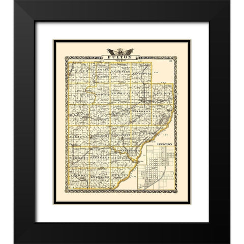 Fulton Illinois Landowner - Warner 1870 Black Modern Wood Framed Art Print with Double Matting by Warner