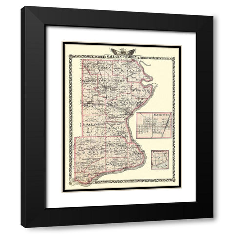 Gallatin  Hardin Illinois Landowner - Warner 1876 Black Modern Wood Framed Art Print with Double Matting by Warner