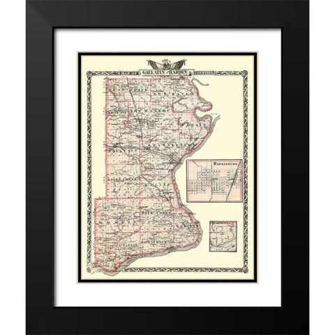 Gallatin  Hardin Illinois Landowner - Warner 1876 Black Modern Wood Framed Art Print with Double Matting by Warner