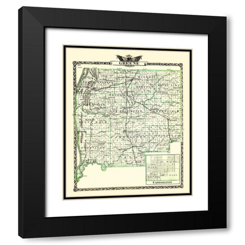 Greene Illinois Landowner - Warner 1870 Black Modern Wood Framed Art Print with Double Matting by Warner